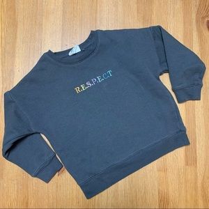 Cotton:On Gray R.E.S.P.E.C.T. Crew Neck Pullover Sweatshirt Kids Size 5 Respect